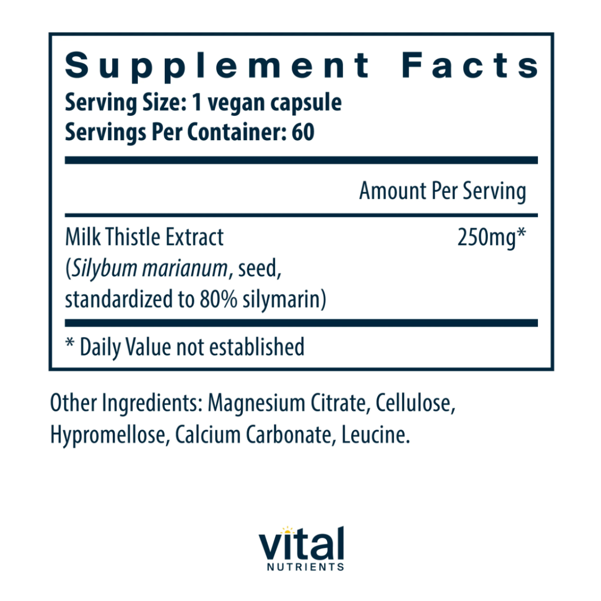 Milk Thistle Extract 250mg by Vital Nutrients
