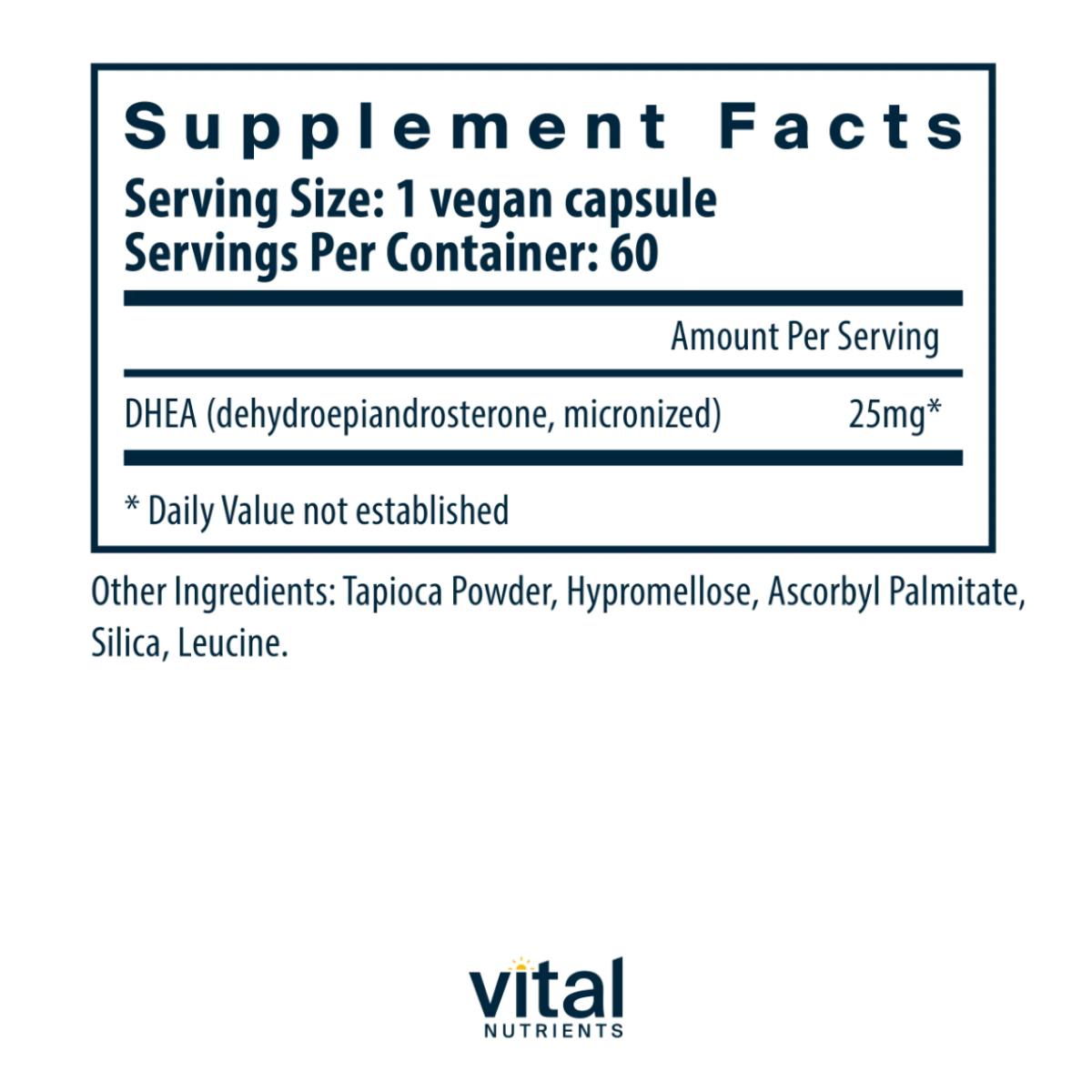 DHEA (micronized) 25mg by Vital Nutrients