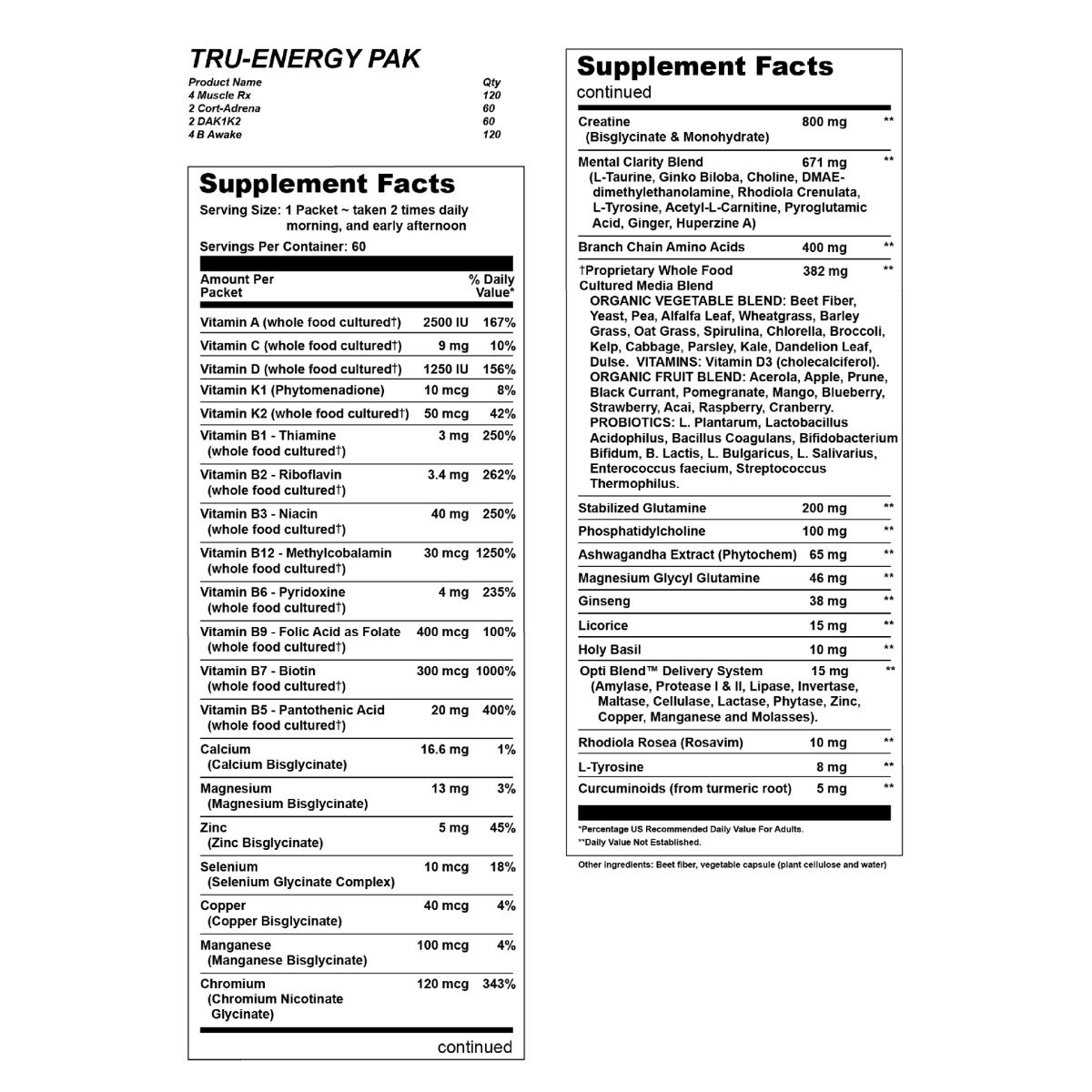 Tru-Energy Pak 60 ct by Optimal Health Systems