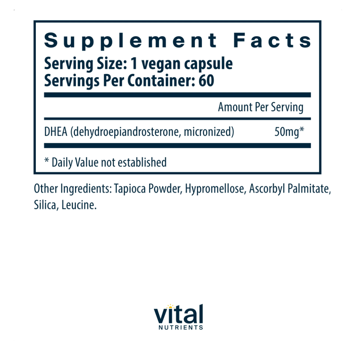 DHEA (Micronized) 50mg by Vital Nutrients