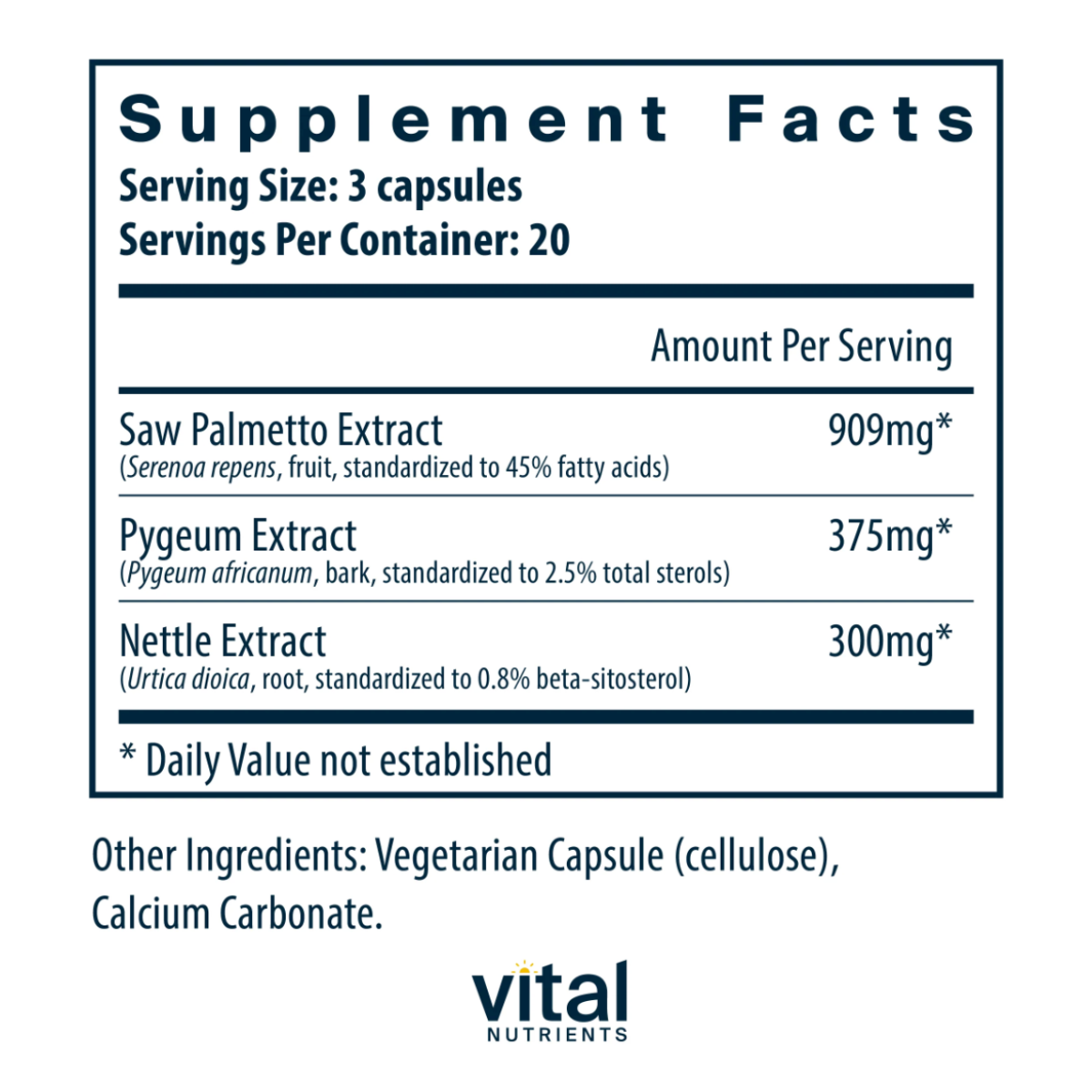 Saw Palmetto Pygeum Nettle Root by Vital Nutrients