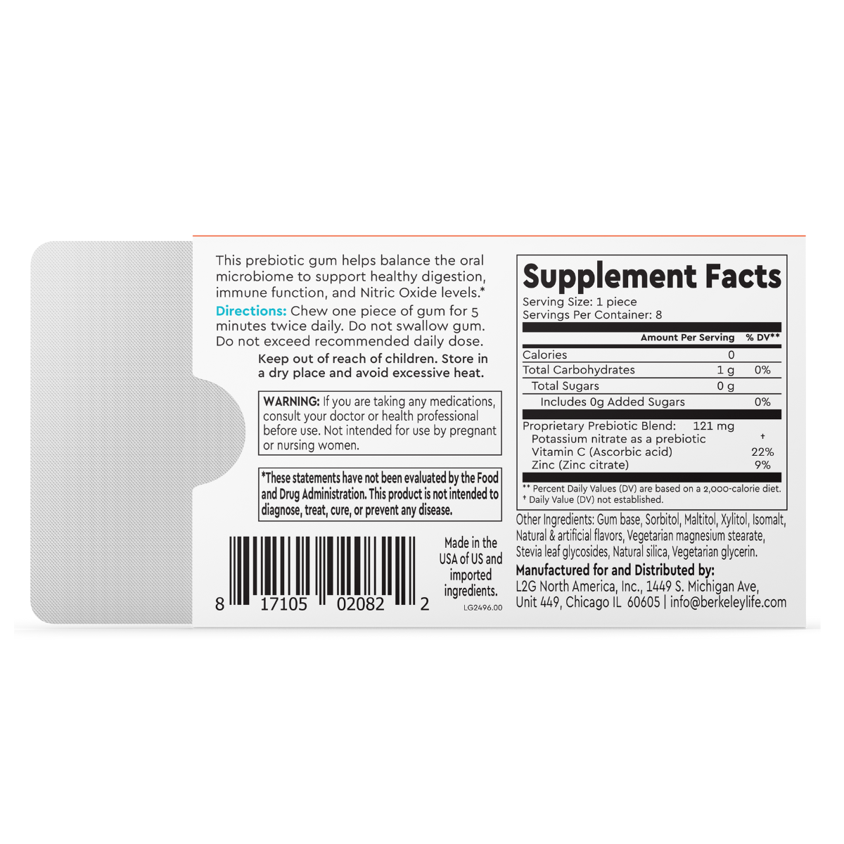 Prebiotic Nitrate Chewing Gum by Berkeley Life