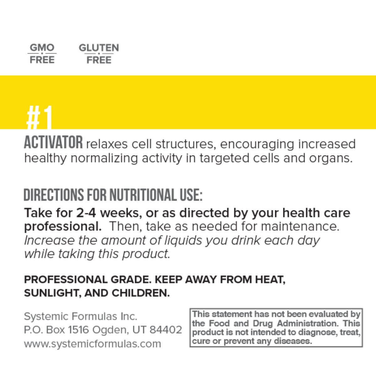 1 – Activator is a groundbreaking formula designed to boost the effectiveness of other products by enhancing cellular receptivity to their therapeutic effects.