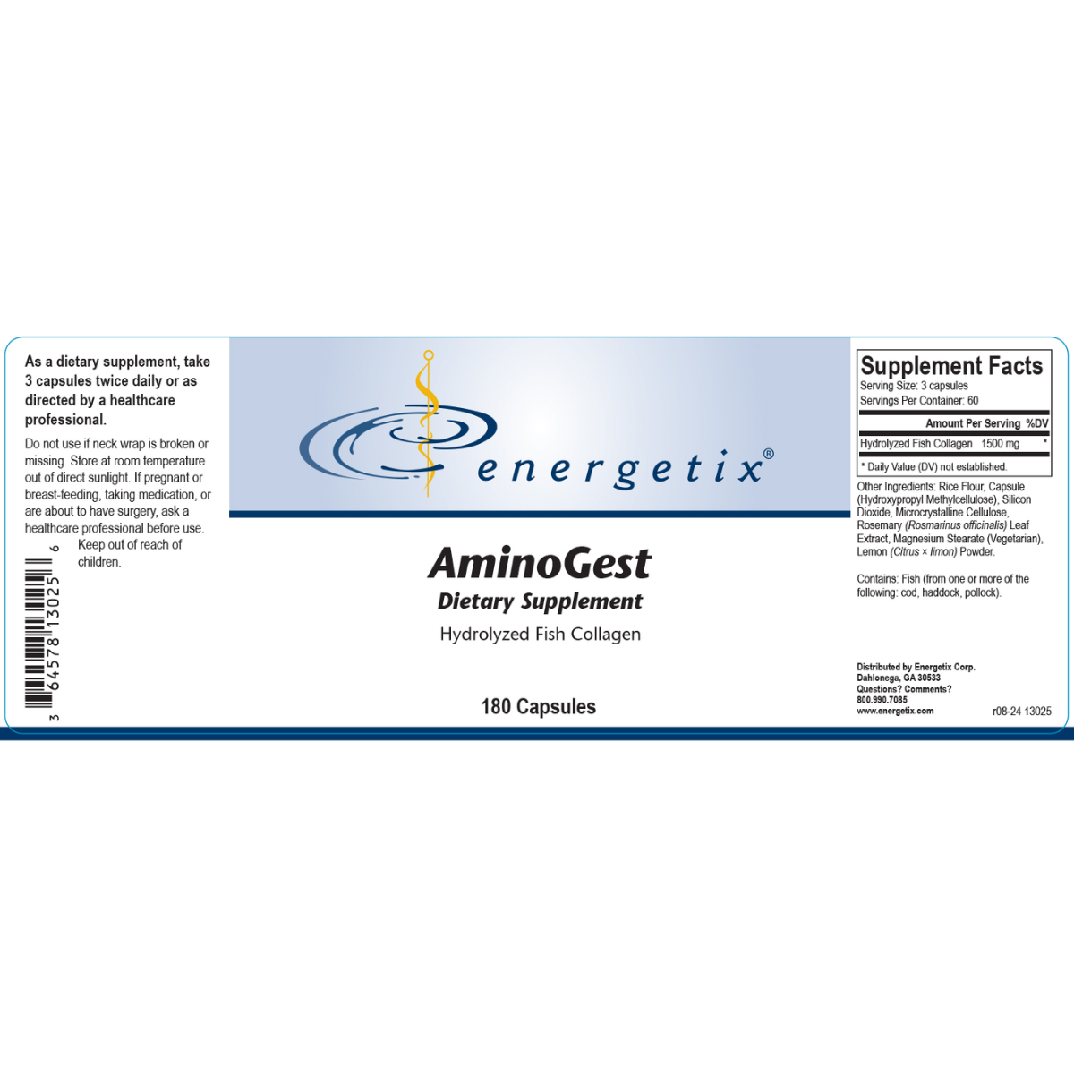 AminoGest by Energetix, digestive support, digestive healthy, digestion, healthy digestion, pre-digested protein, normal digestion, ocean white fish protein, protein