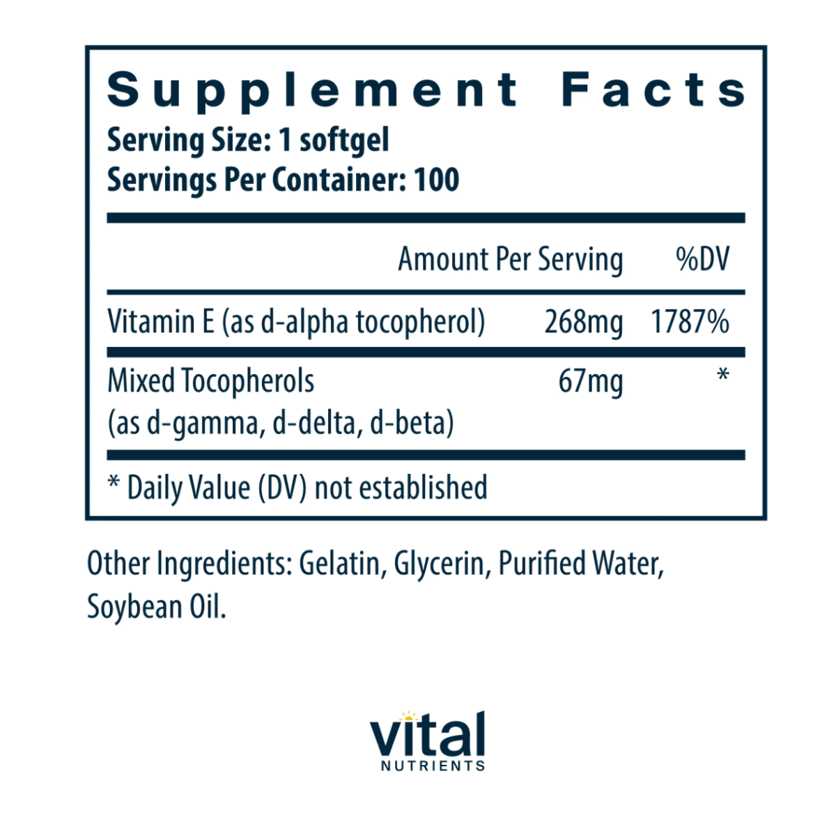 Vitamin E 400 (with mixed tocopherols) by Vital Nutrients