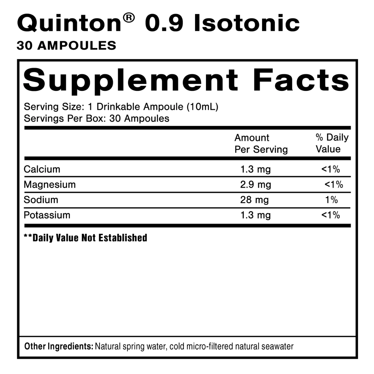 Quinton Isotonic 30 Ampoules by Quicksilver Scientific ingredients