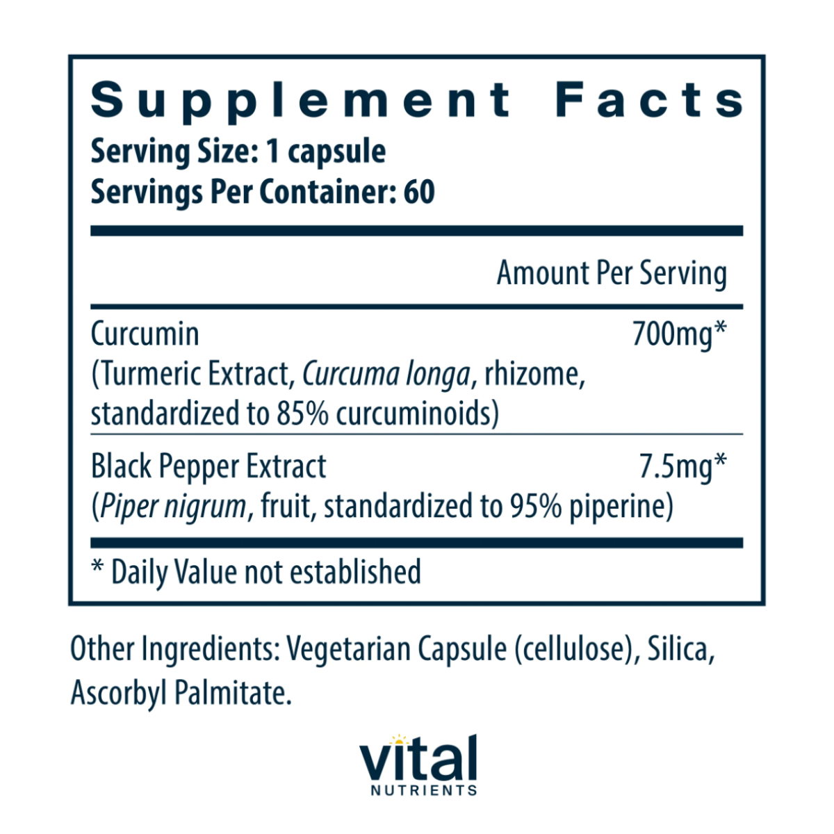 Curcumin Extract 700mg (with Bioperine) by Vital Nutrients