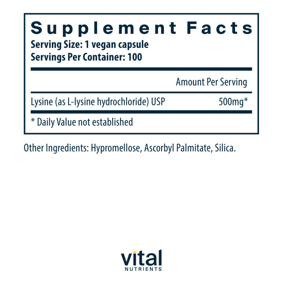 Lysine 500mg by Vital Nutrients