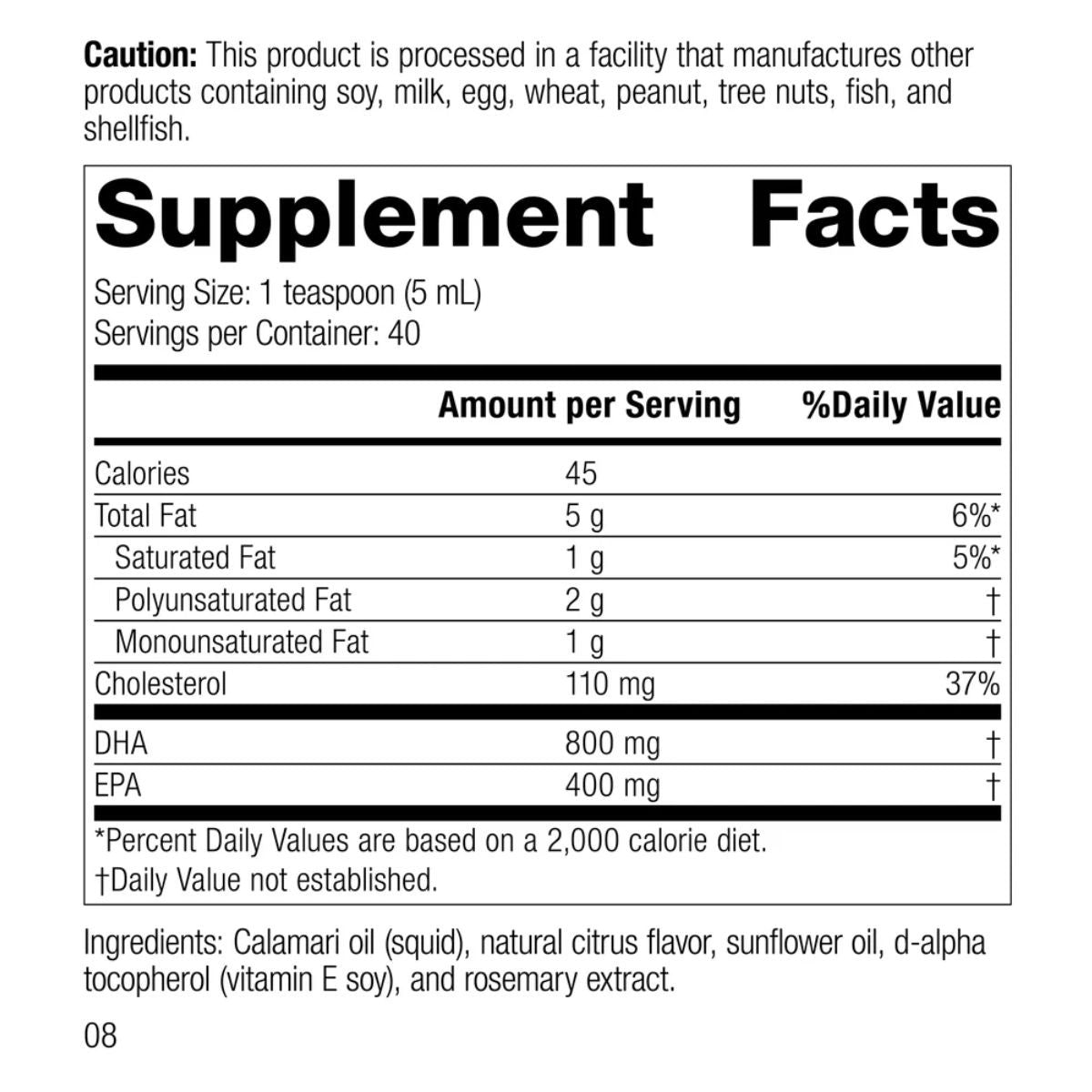 Calamari Omega-3 Liquid (200 mL) by Standard Process