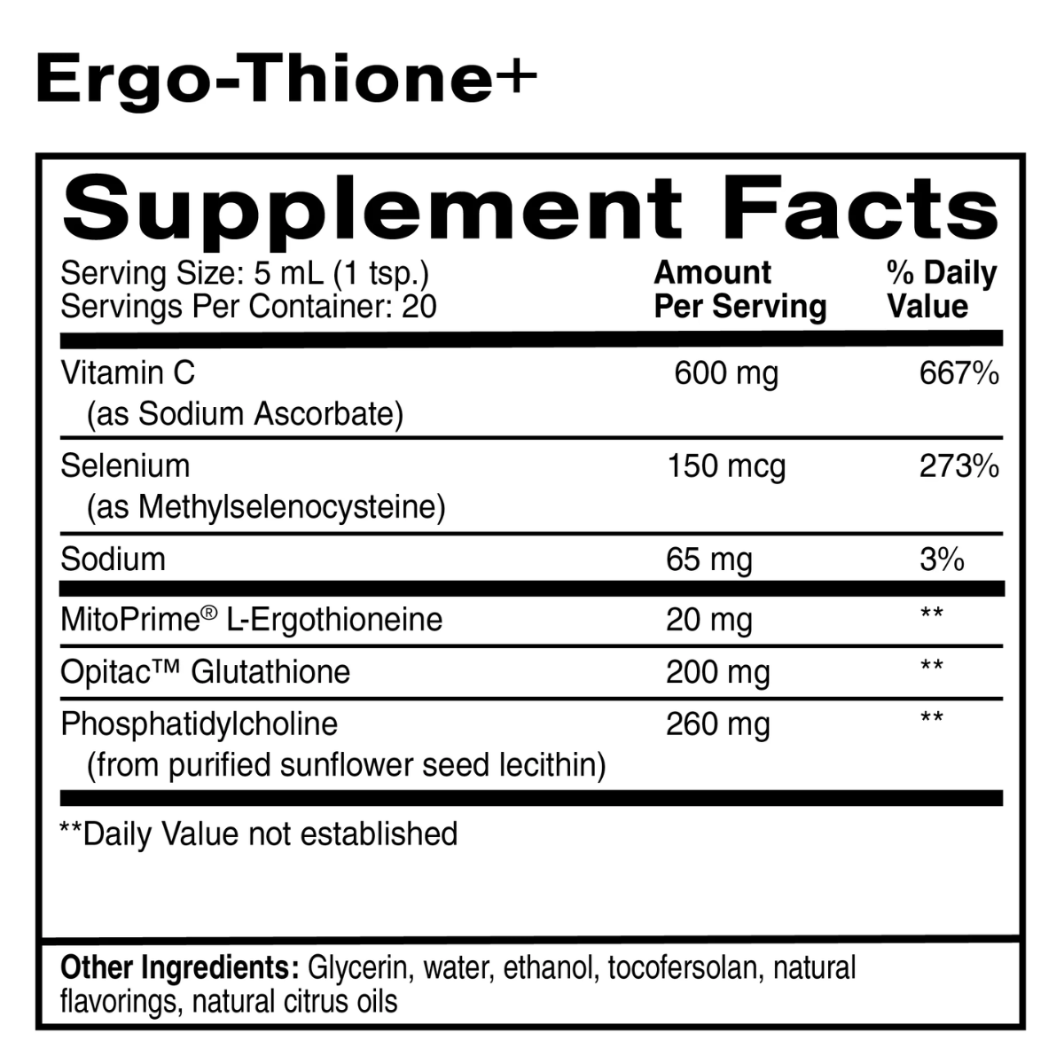 Ergo-Thione+ by Quicksilver Scientific ingredients