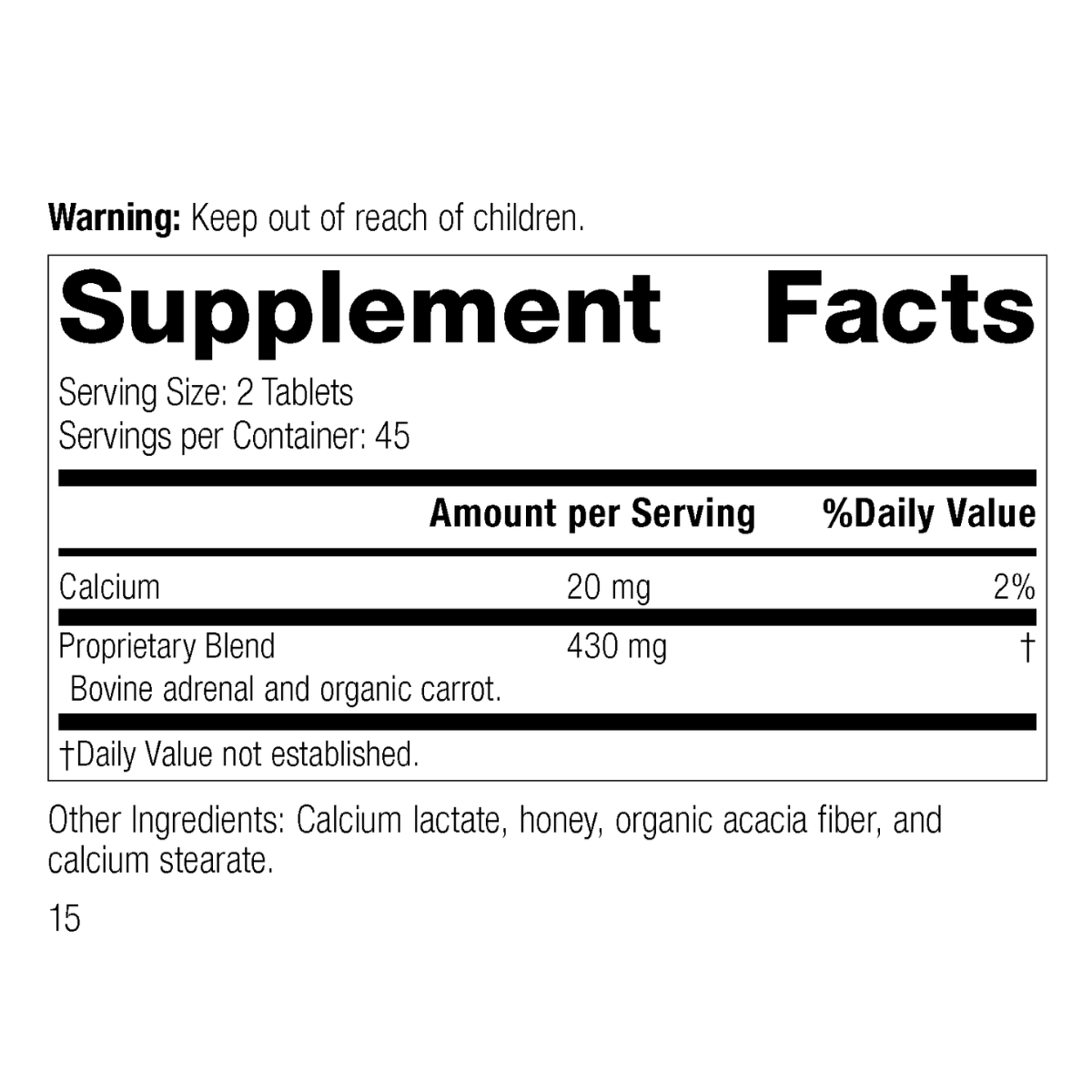 Adrenal Desiccated (90 tablets) by Standard Process