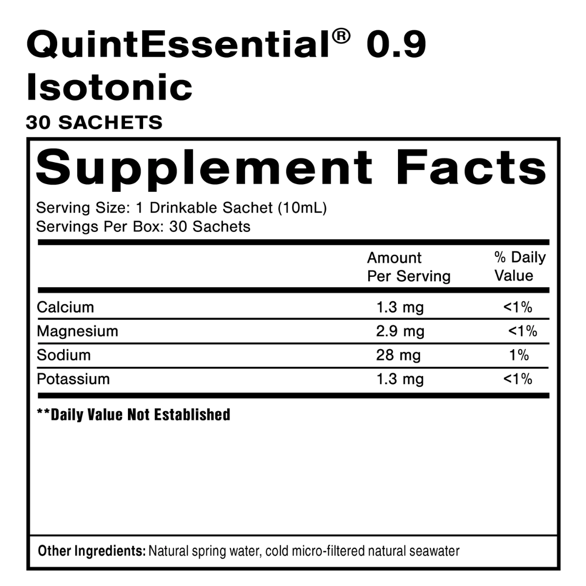 Quintessential 0.9 Box of 30 10mL Sachet by Quicksilver Scientific ingredients
