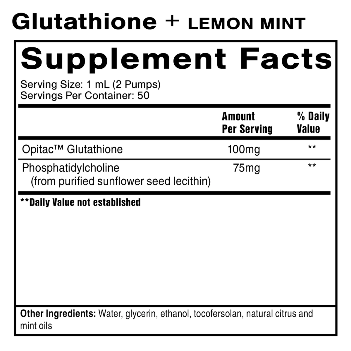 Liposomal Glutathione by Quicksilver Scientific ingredients lemon