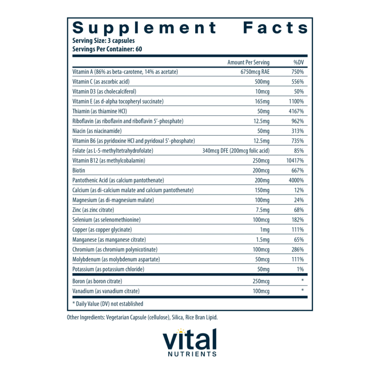 Multi-Nutrients (No Iron or Iodine) by Vital Nutrients