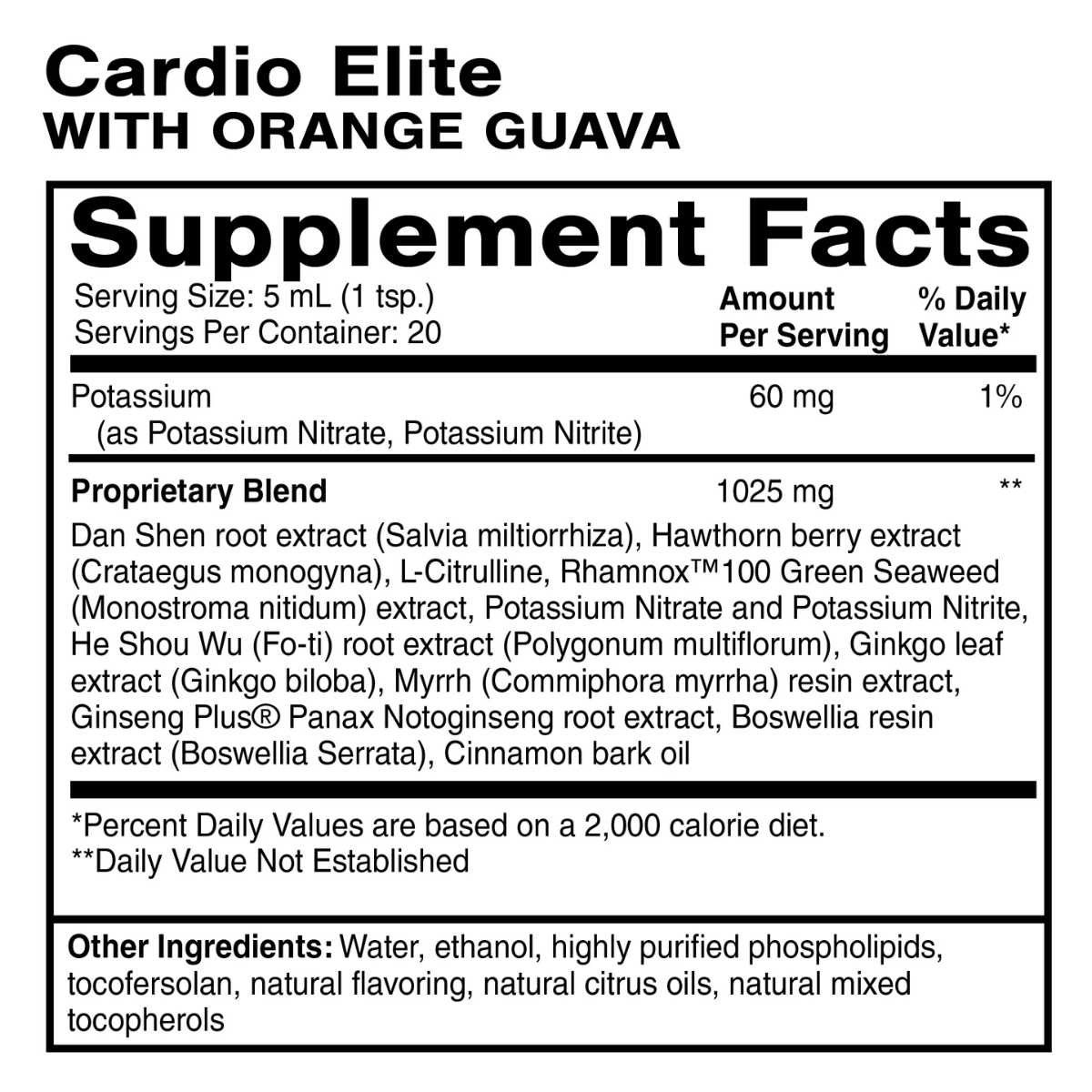 Cardio Elite by QuickSilver Scientific ingredients