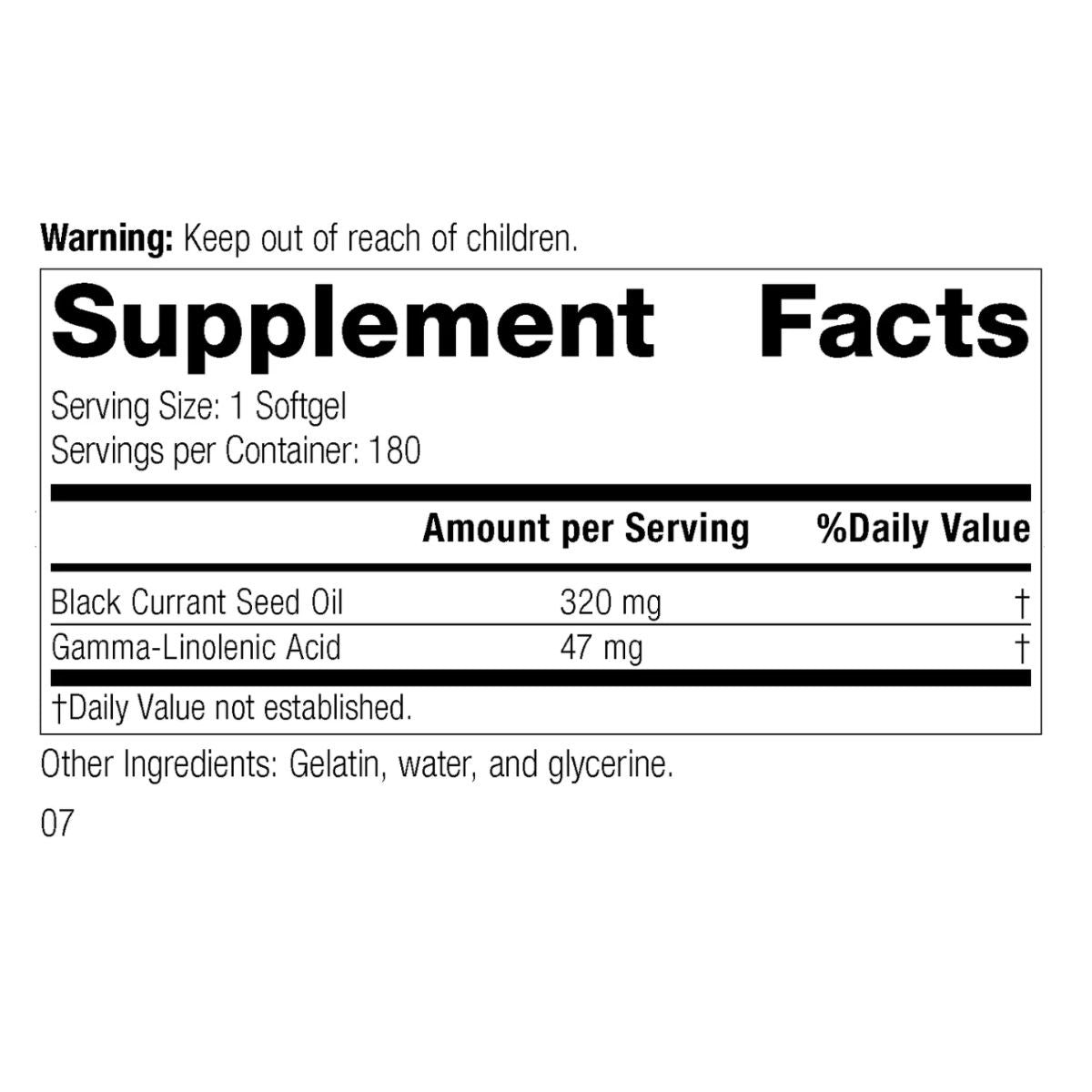 Black Currant Seed Oil (180 softgels) by Standard Process
