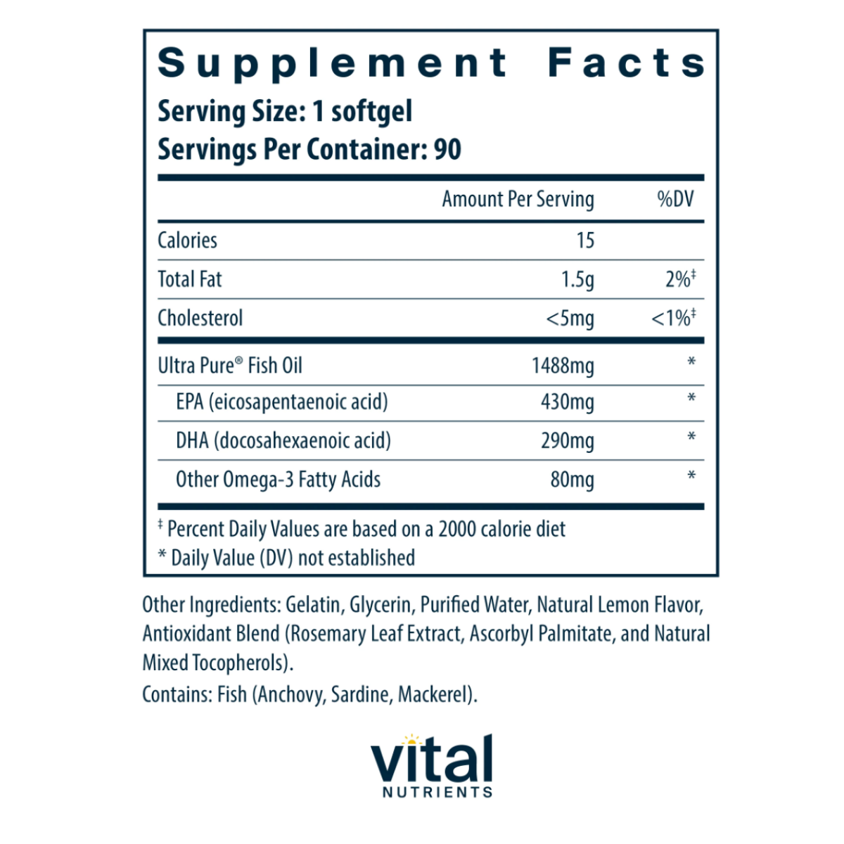 Ultra Pure Fish Oil 800 Triglyceride Form Pharmaceutical Grade by Vital Nutrients