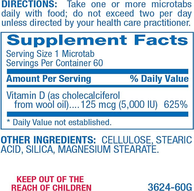 CLINICAL D3 Microtabs 5,000 IU 60 count by Anabolic Labs Ingredients
