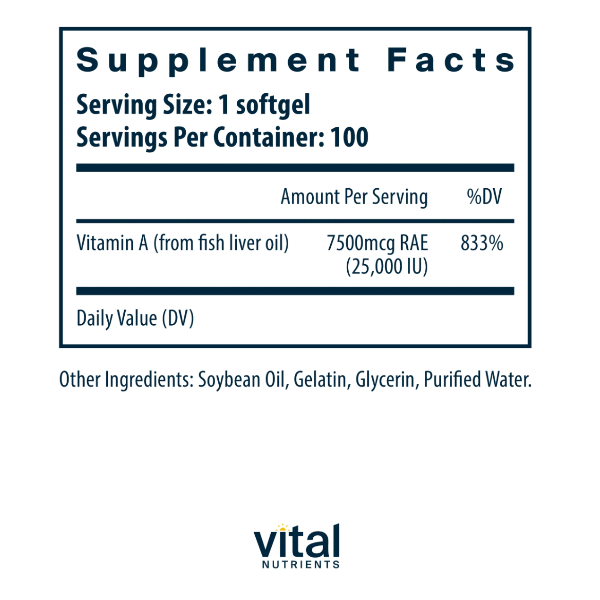 Vitamin A 7500mcg RAE by Vital Nutrients