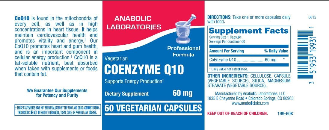 CoQ10, 60 mg CAP 60 count by Anabolic Labs