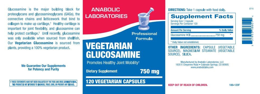 GLUCOSAMINE CAP (VEGETARIAN) 120 count by Anabolic Labs