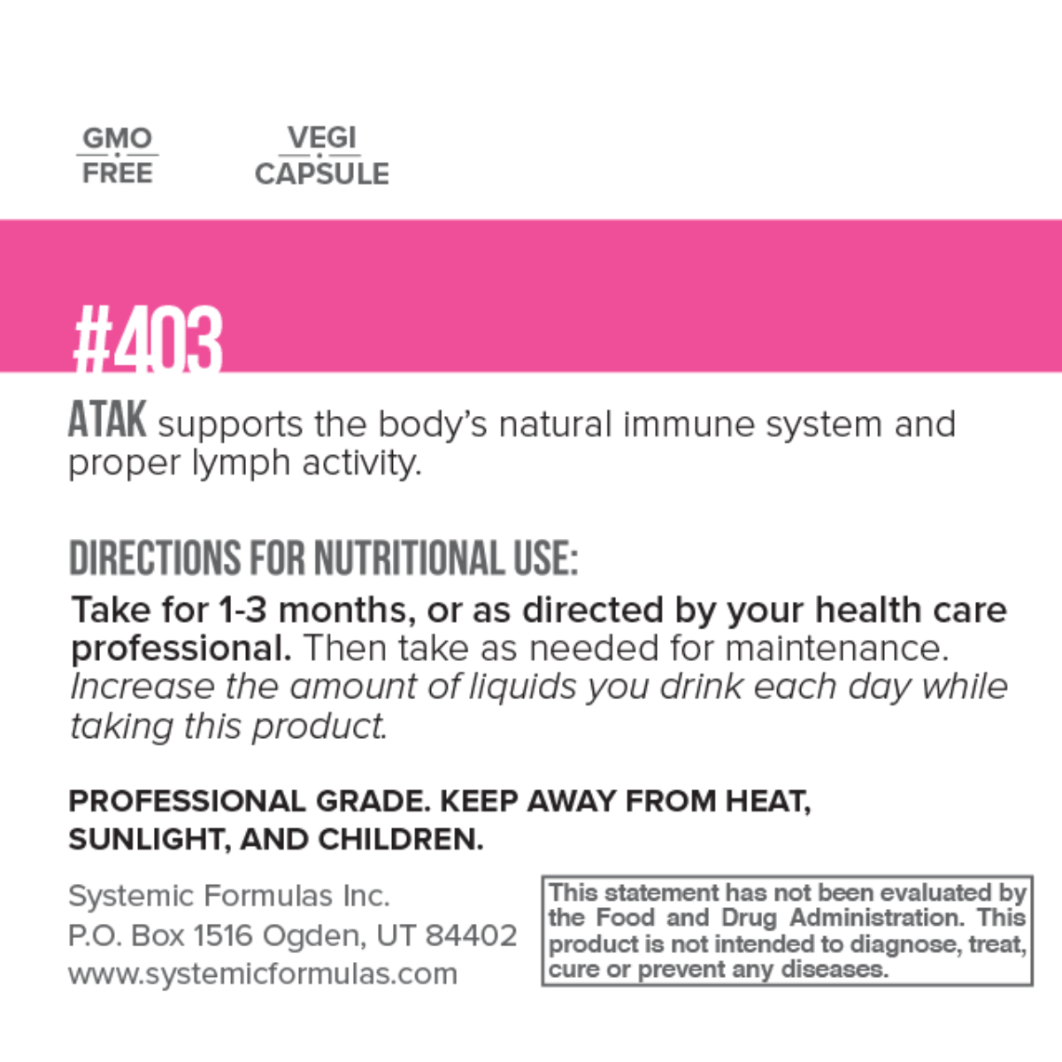 ATAK is a powerful herbal extract formulated to address deeply embedded pathogenic influences and bolster immunological support.