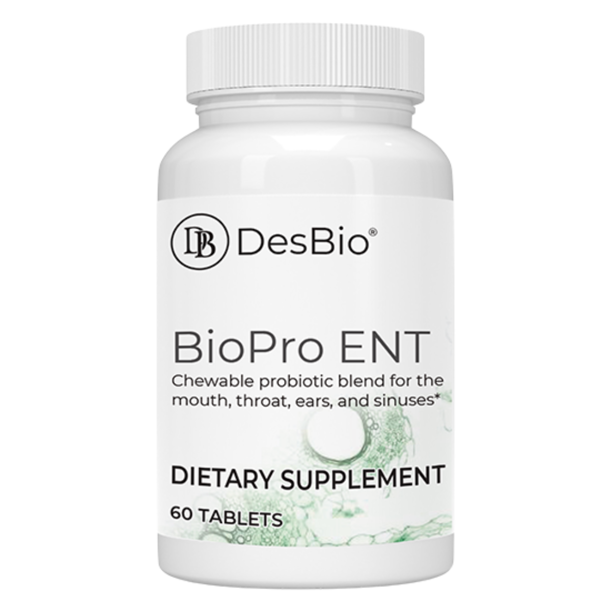 BioPro ENT by DesBio contains probiotic strains to support the health of the teeth, gums, ears, and sinuses.