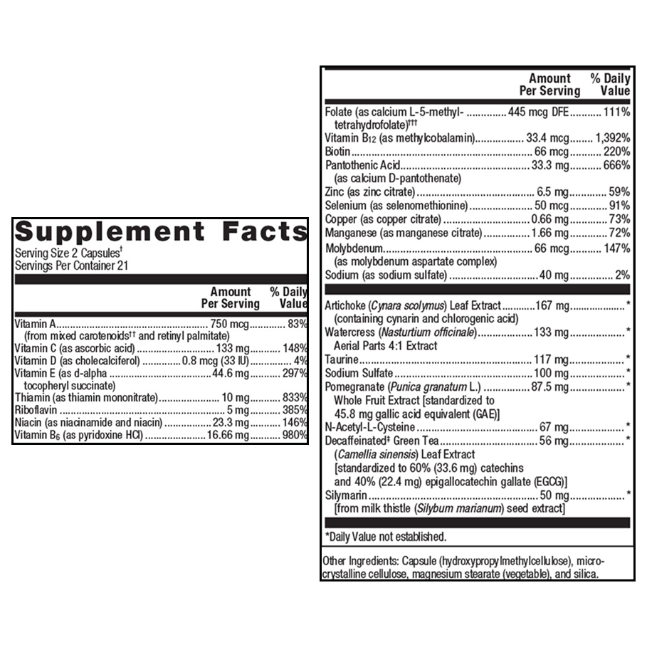AdvaClear  42 Capsules by Metagenics Ingredients Label