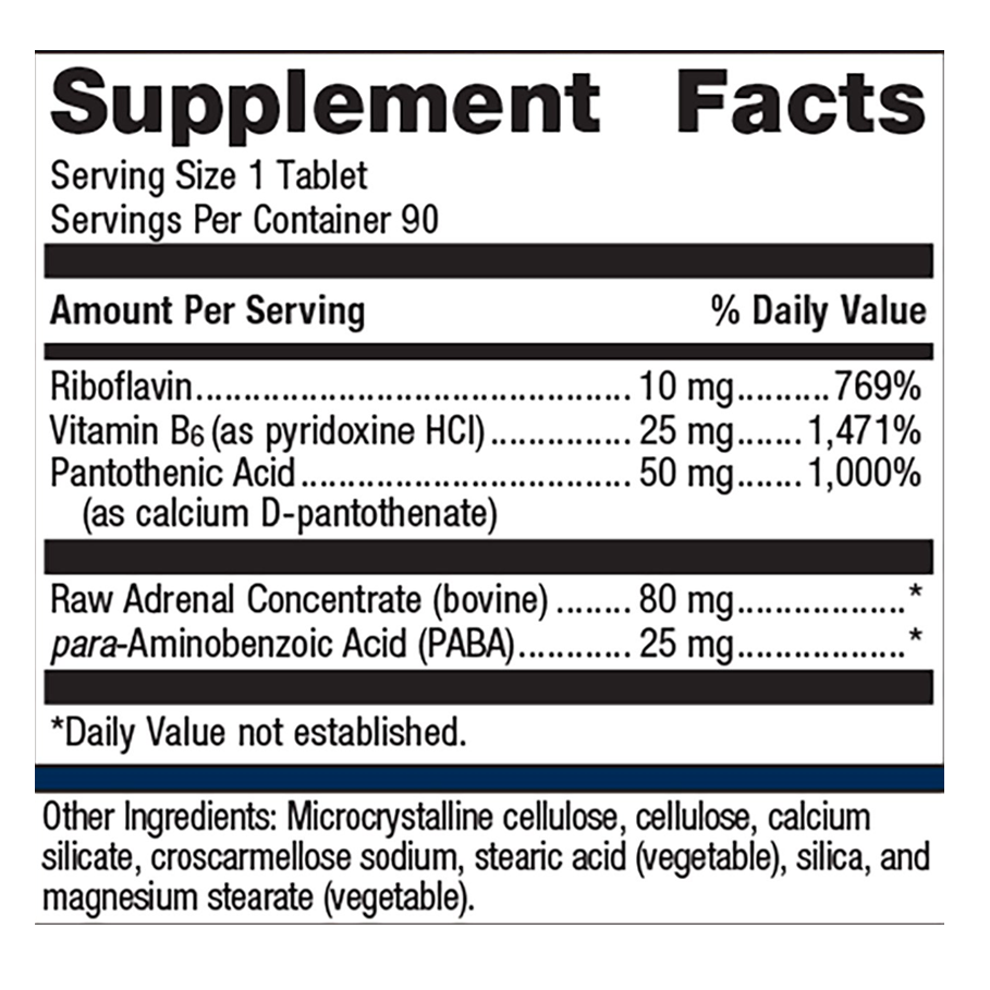 Adrenogen   by Metagenics Ingredients Label