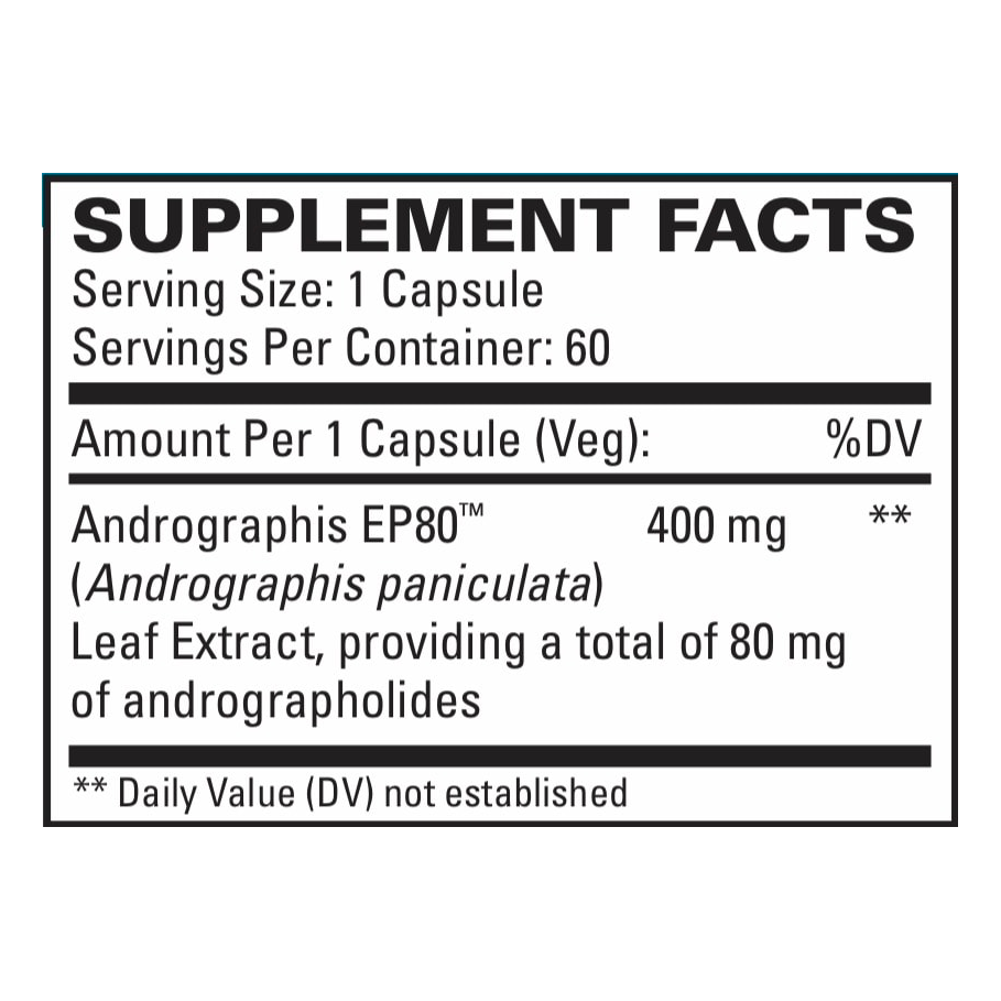 Andrographis EP80 Extra Strength by EuroMedica Ingredients Label