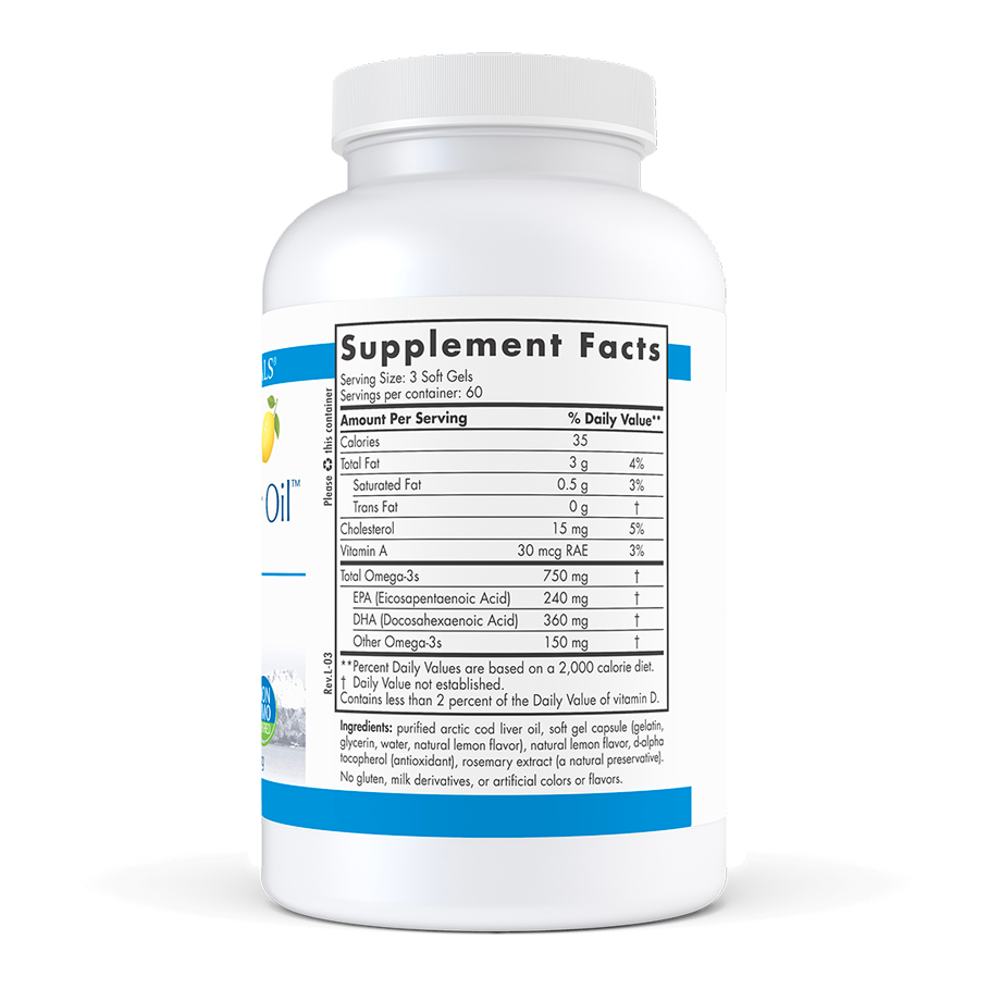 Arctic Cod Liver Oil 180 Soft Gels Lemon by Nordic Naturals