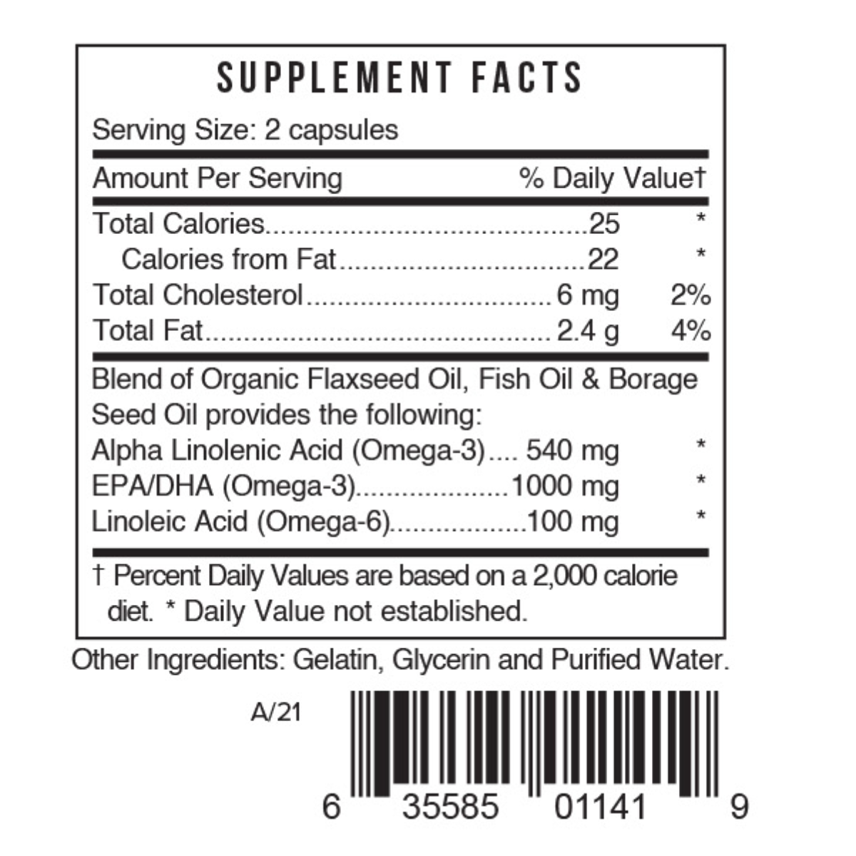 This formula is rich in natural highly potent omega-3 (DHA, EPA) and omega-6 essential fatty acids that support healthy blood vessels, joints, and aid in maintenance of healthy cholesterol.