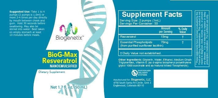 BioG Max-Resveratrol 50 Servings by BIOGENETIX