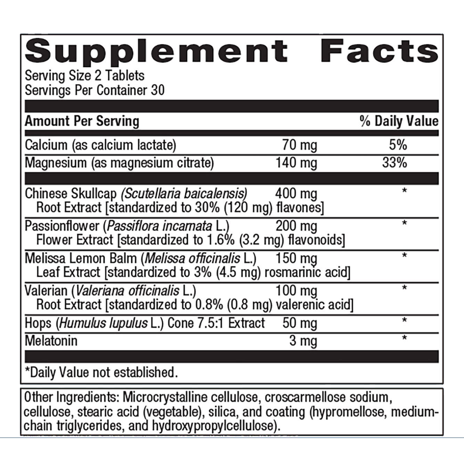 Benesom by Metagenics Ingredients Label