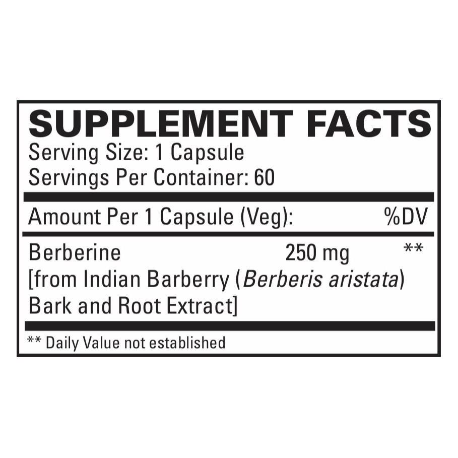 Berberine Ultra Absorb by EuroMedica Ingredients Label