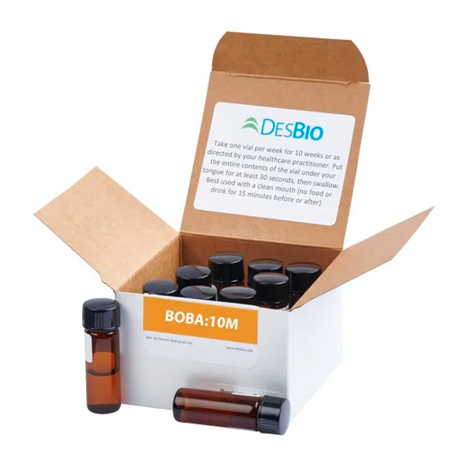 BOBA:10M formerly Borrelia-Babesia 10M Series Therapy by Desbio, series symptom relief, temporary relief of symptoms related to Lyme disease including rash, fever, chills, fatigue, migratory joint pain, memory loss, sleep problems, and rapid heart beat