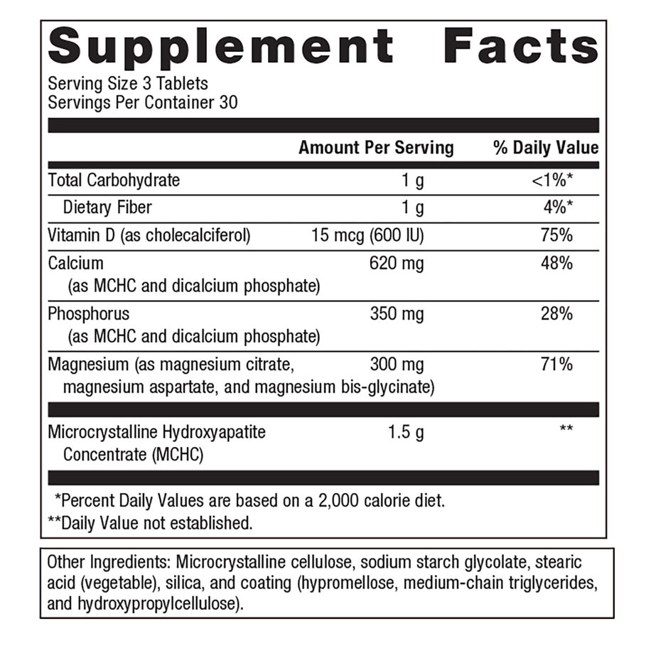 Bone Builder with Magnesium 90 Tablets by Metagenics Ingredients Label