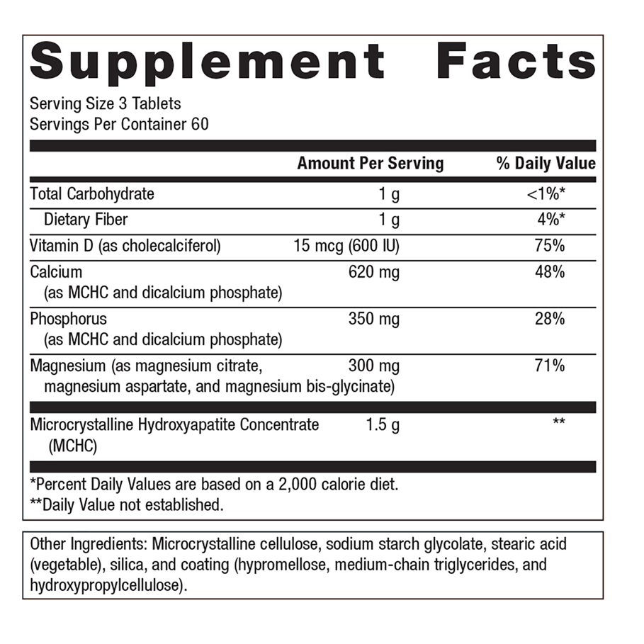 Bone Builder with Magnesium 180 Tablets by Metagenics Ingredients Label