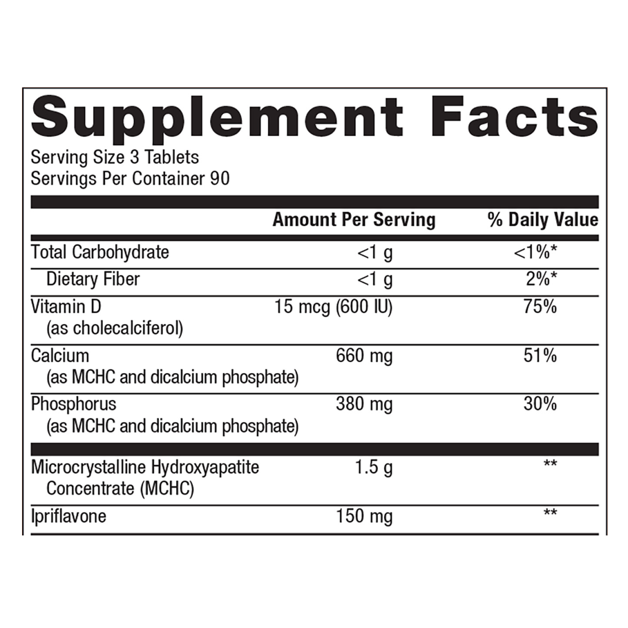 Bone Builder Prime (formerly Cal Apatite Plus) by Metagenics Ingredients Label