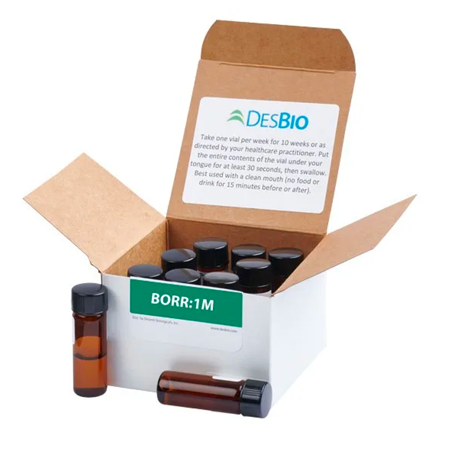 BORR:1M formerly Borrelia Series Therapy 1M (Symptom Relief) by DesBio for the temporary relief of symptoms related to Lyme Disease including rash, fever, chills, fatigue, and joint pain.