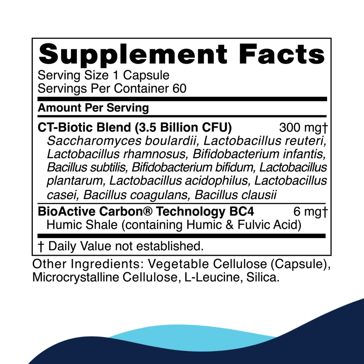 CellCore CT-Biotic probiotic supplement with BioActive Carbon for digestive and detox support, 60 capsules