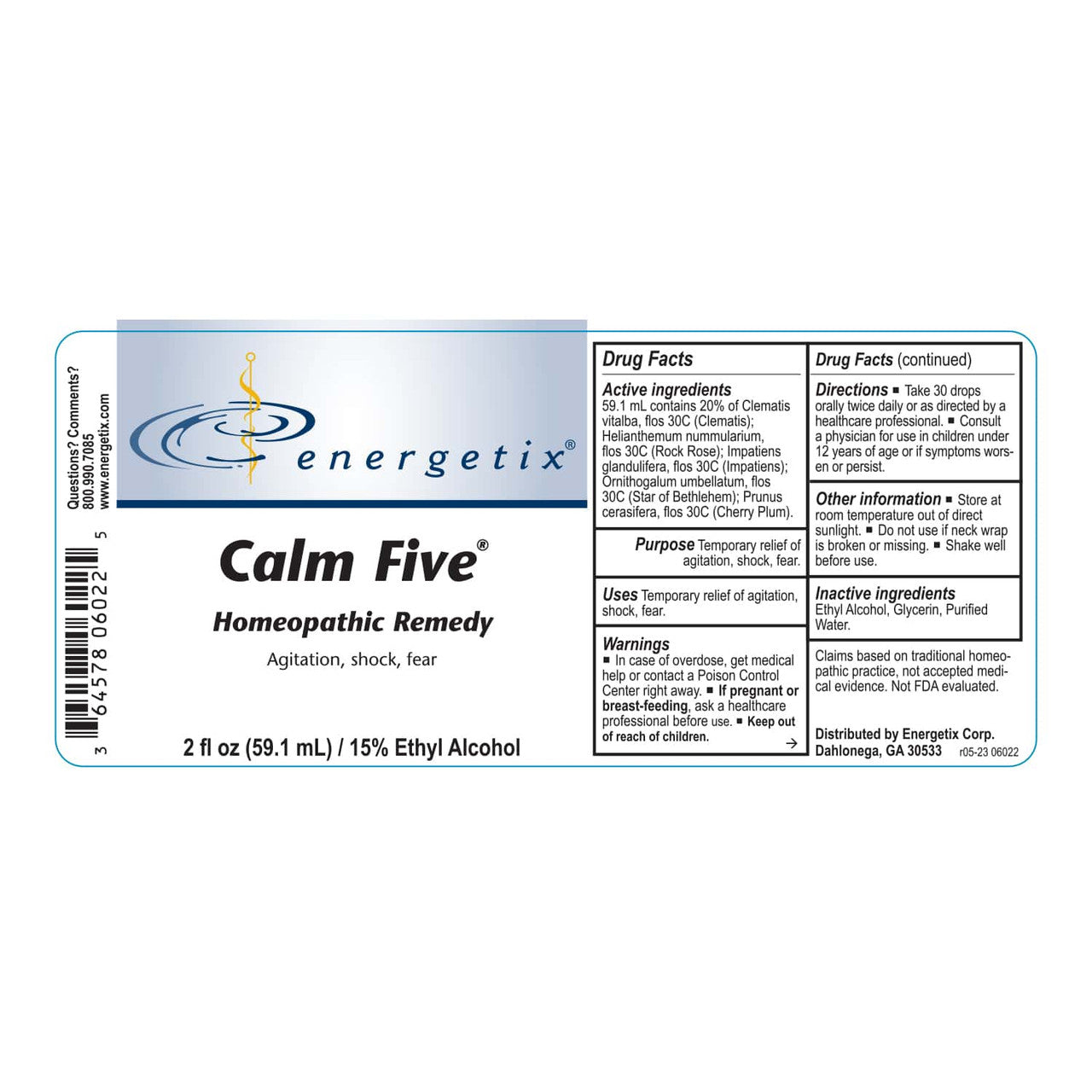 Calm Five (Formerly Rescue Calm) by Energetix, stress relief, stress, stressors, acute stress, fright, fear, extreme agitation, shock, anxiety, grief, hopelessness, denial