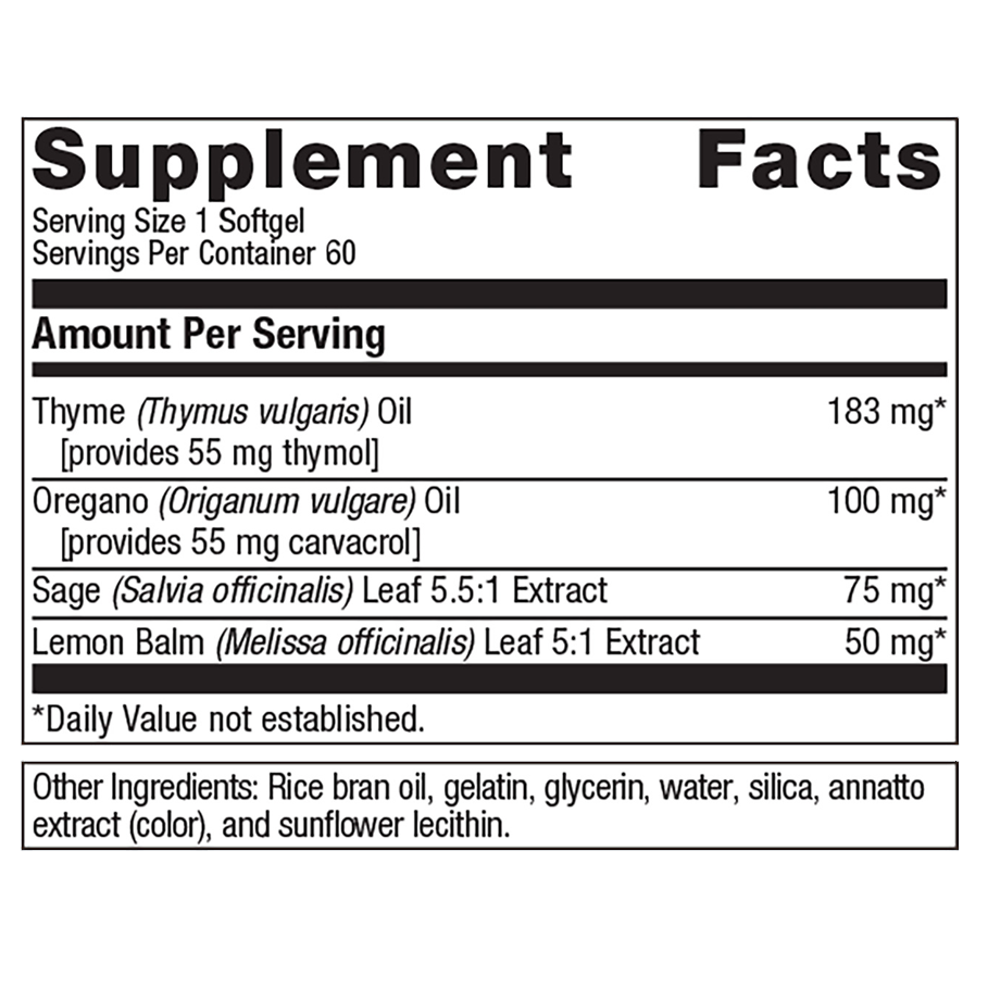Candibactin-AR 60 Softgels by Metagenics Ingredients Label