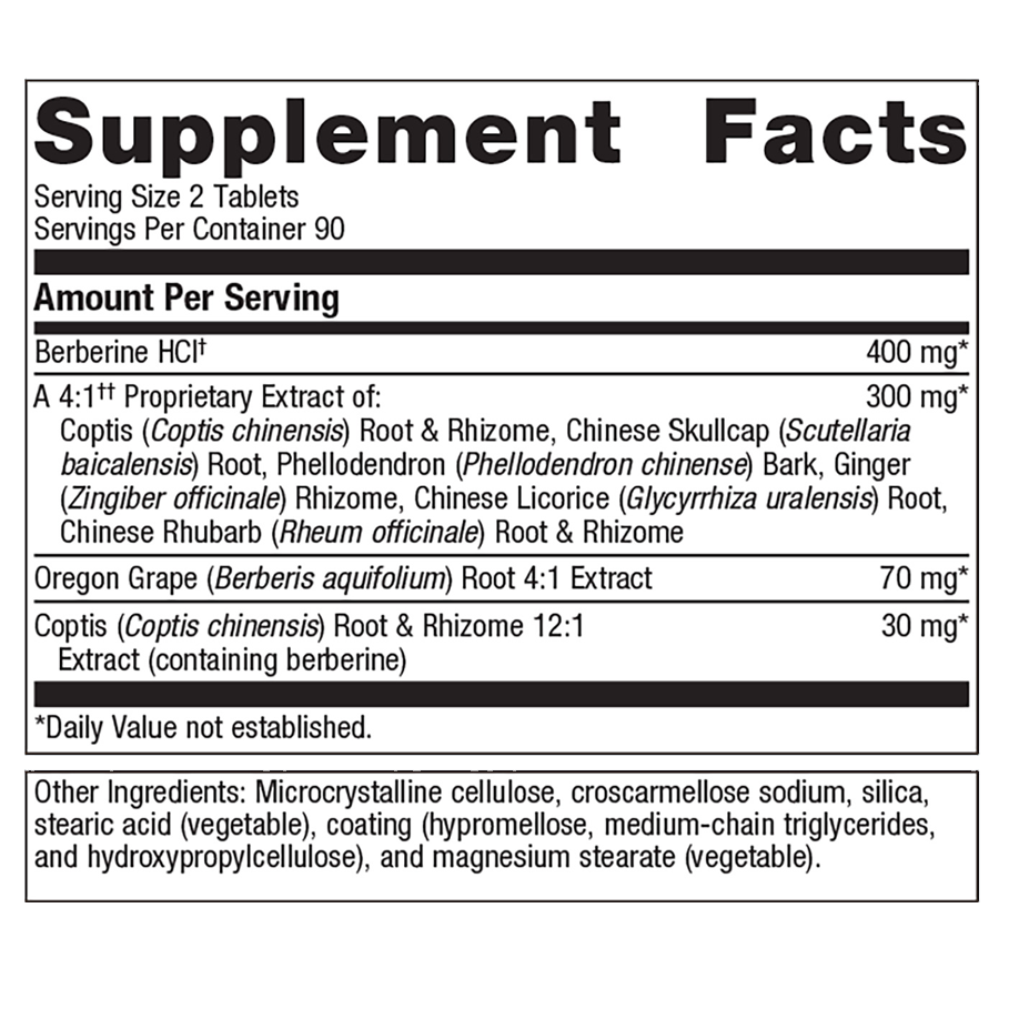 CandiBactin-BR 180 Tablets by Metagenics Ingredients Label