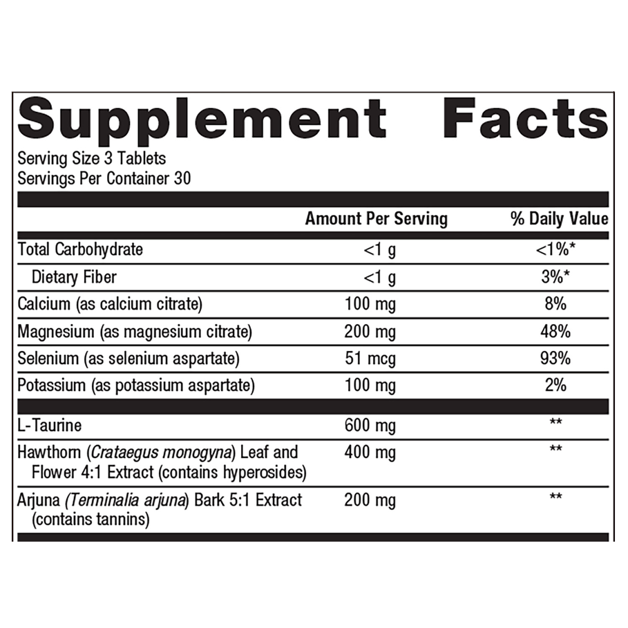 Cardiogenics Intensive Care by Metagenics Ingredients Label