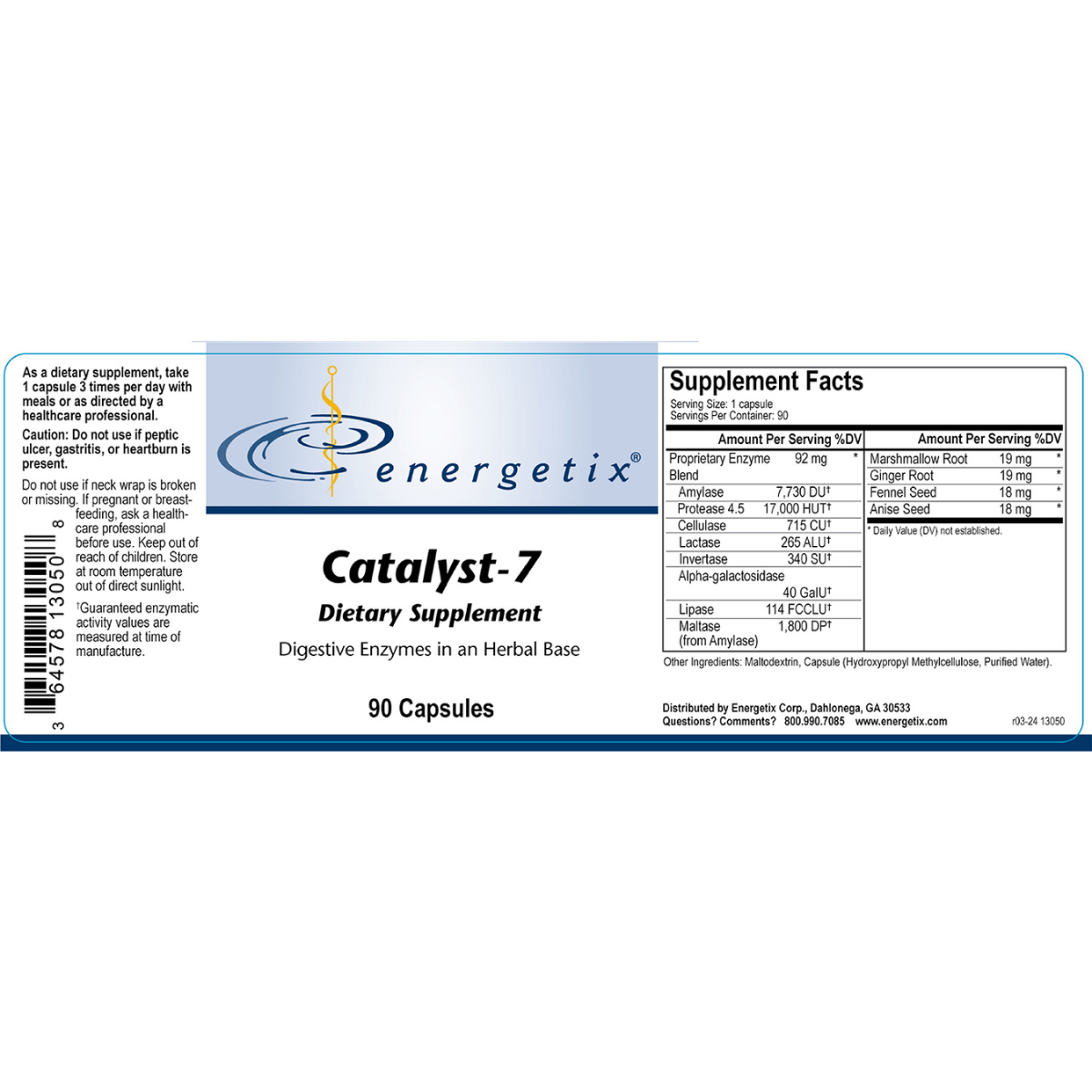 Energetix Catalyst-7 dietary supplement label on a white background