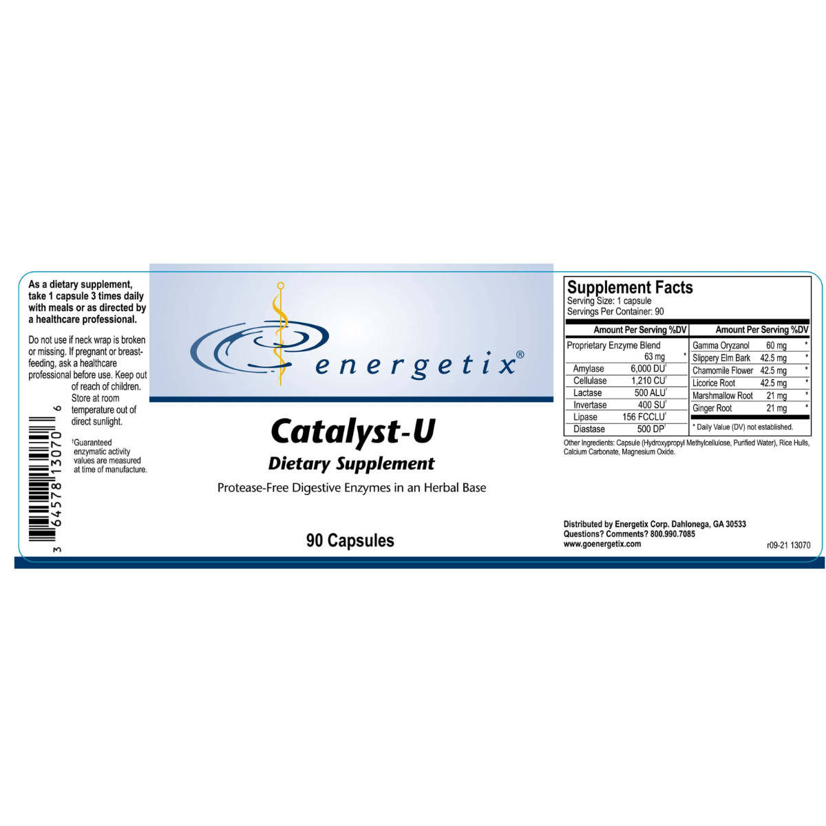 Energetix Catalyst-U dietary supplement label on a white background