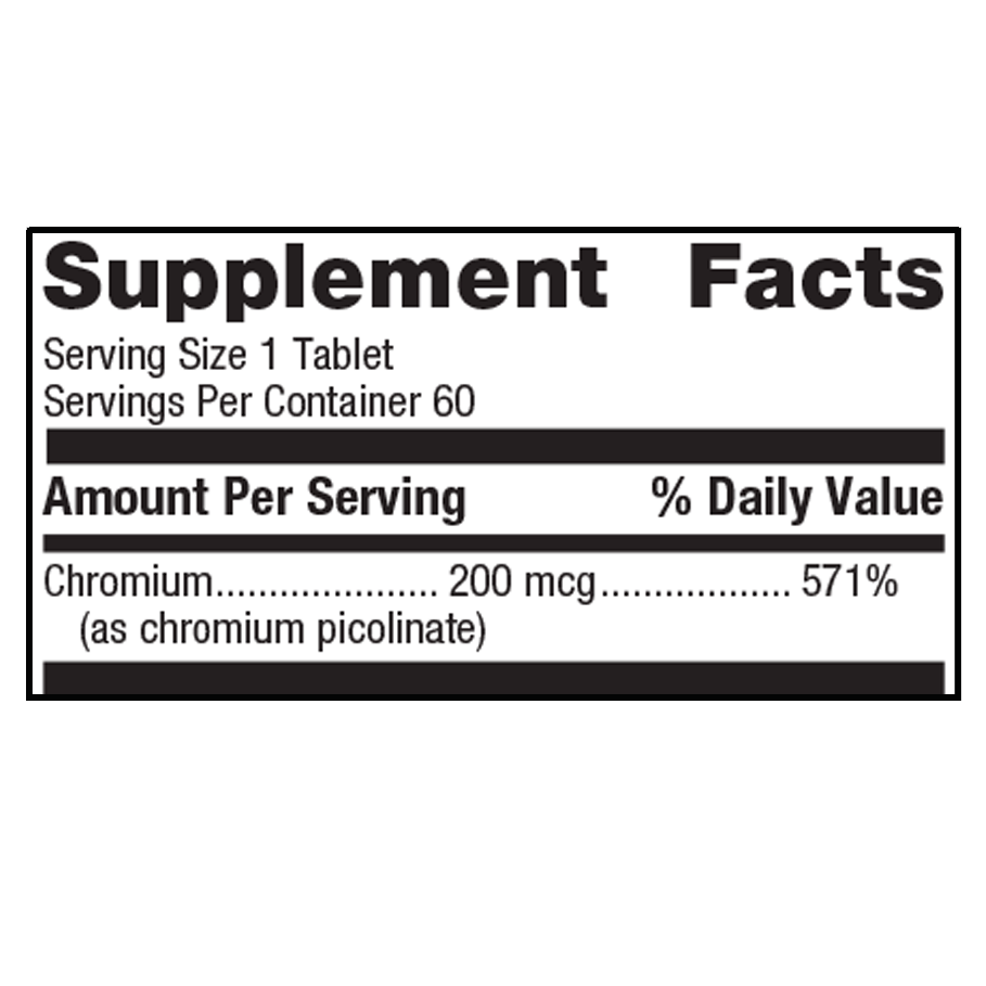 Chromium Picolinate by Metagenics Ingredients Label
