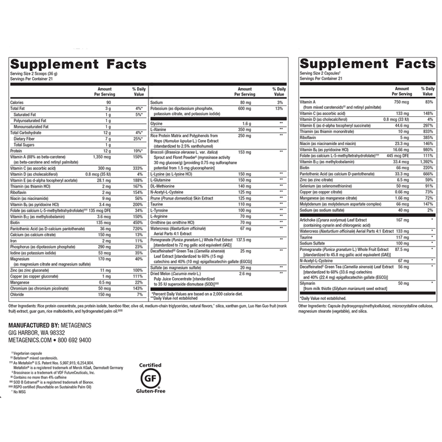 Clear Change 10 Day Program with UltraClear RENEW by Metagenics - Chai Ingredients Label