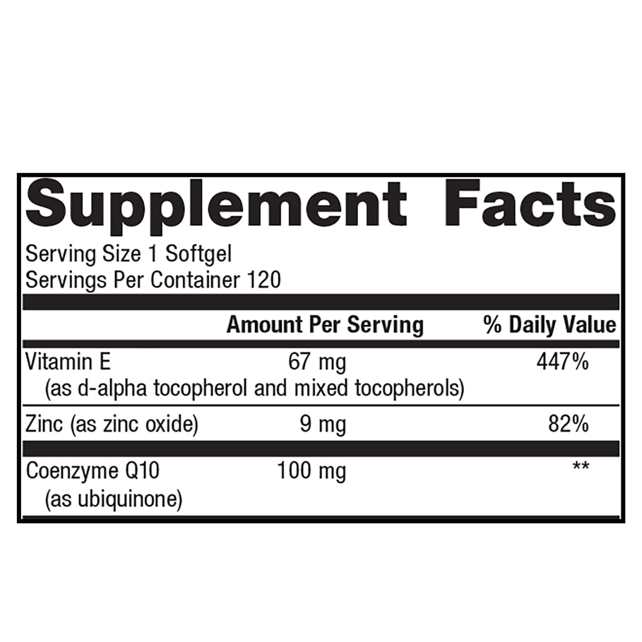 CoQ10 ST-100 120 Softgels by Metagenics Ingredients Label